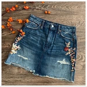 Abercrombie & Fitch Embroidered Denim Skirt